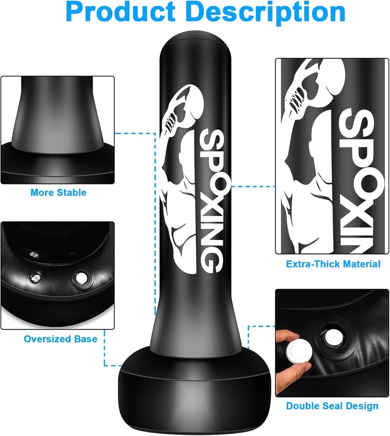 Vobab Freestanding Punching Bags for Adults Teens - 70" Heavy Bag with Stand Men Standing Boxing Inflatable Kickboxing Training MMA Muay Thai Fitness - Image 2